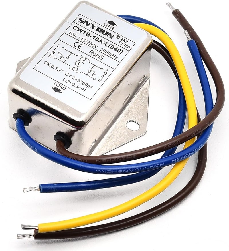 Surf turtle EMI Filter,115/250VAC 10A Noise Suppressor Power Filter With Wire - Image 2